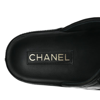 Chanel Lambskin Quilted Velcro Dad Chain CC Slide Sandals 40 Black 7 of 9