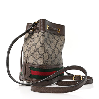Gucci GG Supreme Monogram Web Mini Ophidia Bucket Bag Brown 3 of 10