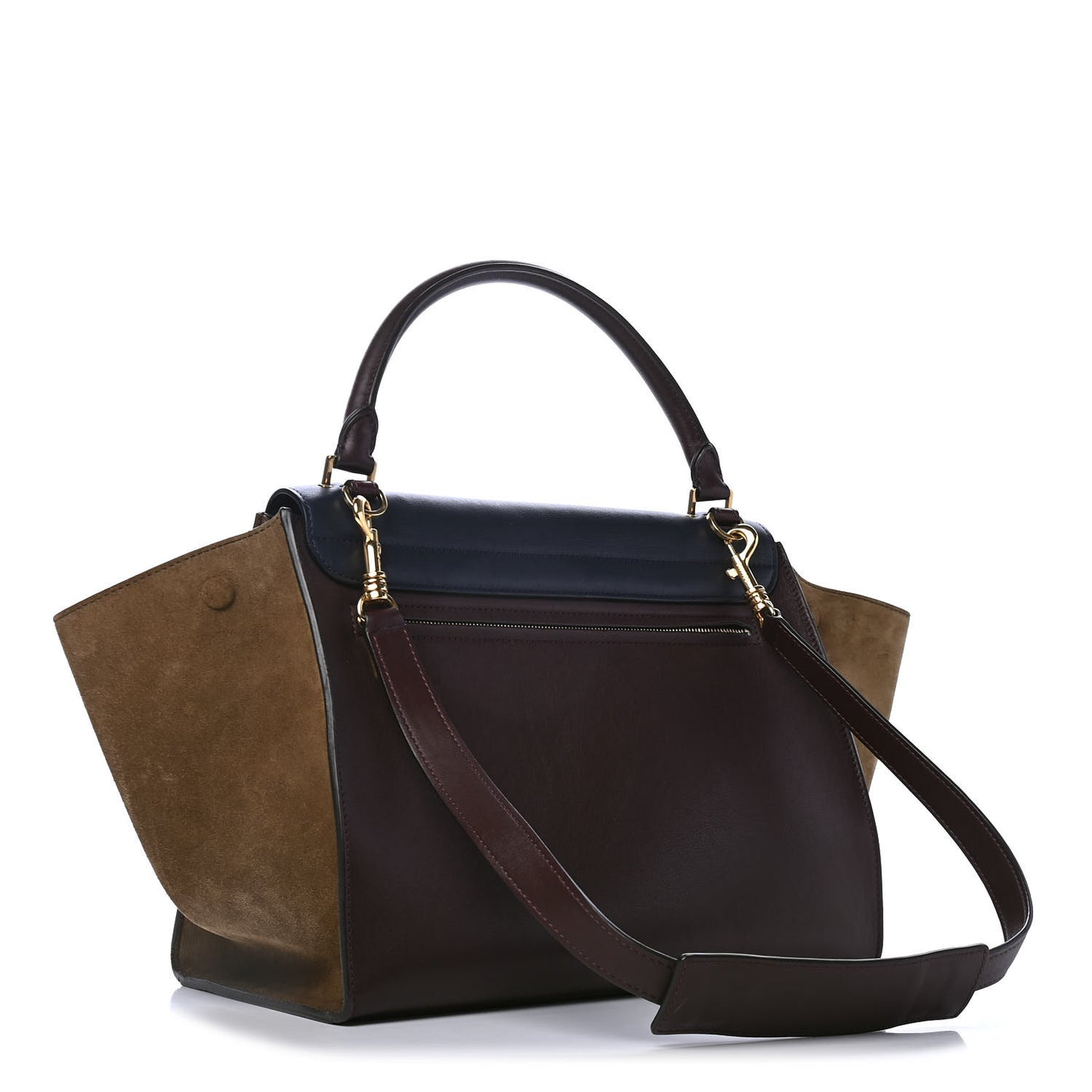 Drummed Calfskin Suede Tri-Color Trapeze Burgundy