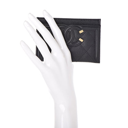 Chanel Caviar Quilted Filigree Card Holder Black 2 of 10