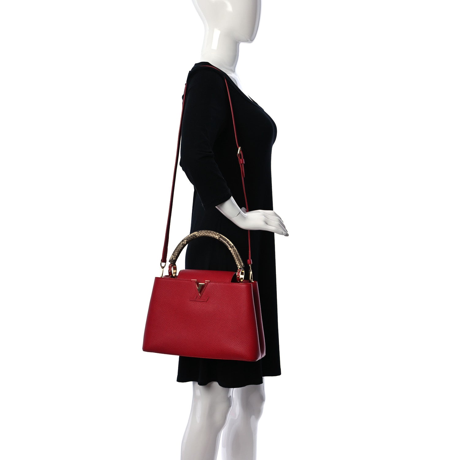 Louis Vuitton Taurillon Python Capucines PM Scarlet 2 of 11