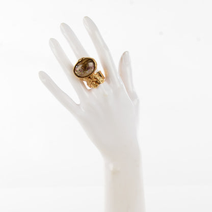 Saint Laurent Glass Cabochon Arty Ovale Ring 8 Gold 2 of 5