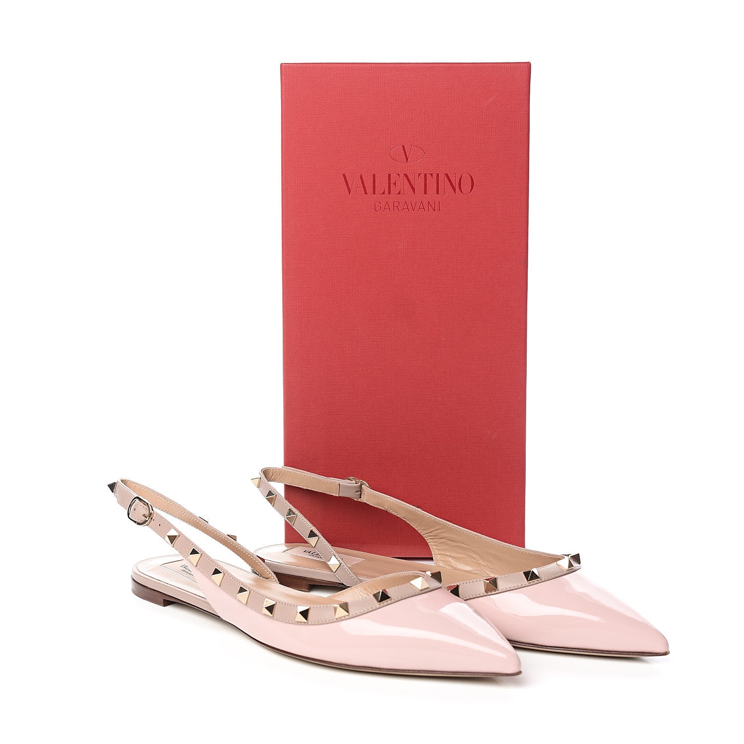 Valentino Garavani Patent Rockstud Slingback Flats 40.5 Water Rose Poudre 9 of 9
