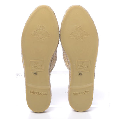 Gucci Straw Elaphe Matelasse GG Marmont Espadrille Slippers 36.5 Natural Cream Brown 5 of 11