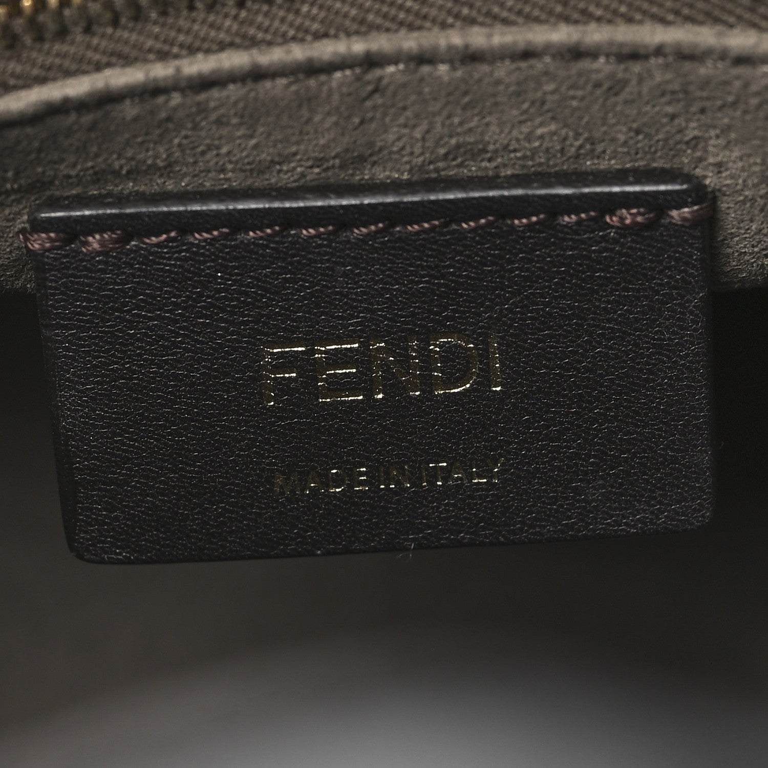 Fendi Glazed Fabric Vitello Century Plexiglass FF 1974 Stamp Patch Small Runaway Shopper Tote Mogano Panna Black 6 of 12