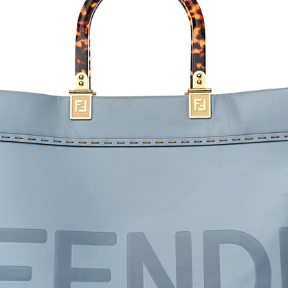 Fendi Vitello King Plexiglass Logo Embossed Medium Fendi Sunshine Shopper Tote Azzurro Baby 9 of 17