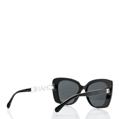 Chanel Acetate Strass Square Sunglasses 5422-B Black White 4 of 8