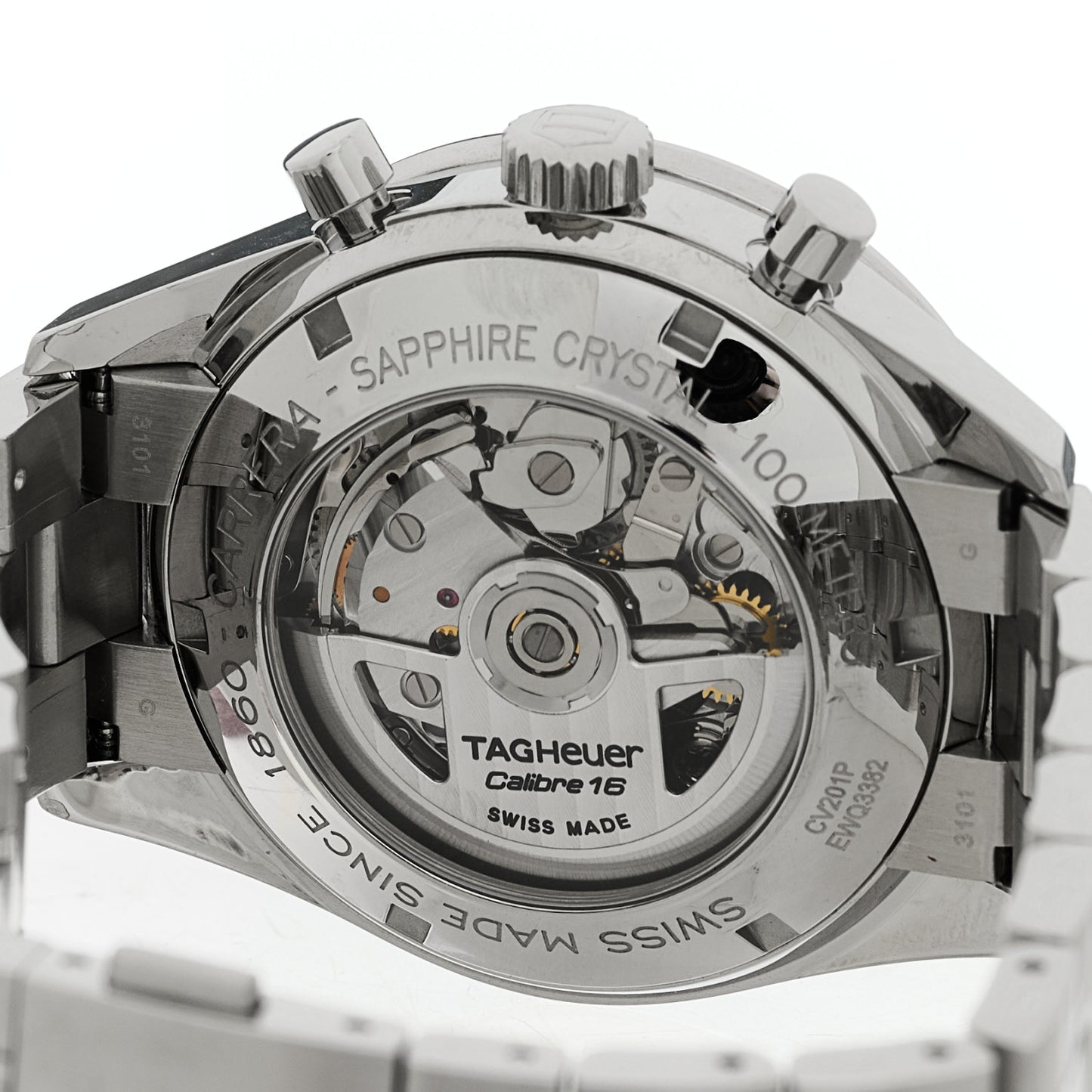 Stainless Steel Black Mother of Pearl 41mm Carrera Chronograph Automatic Watch CV201P