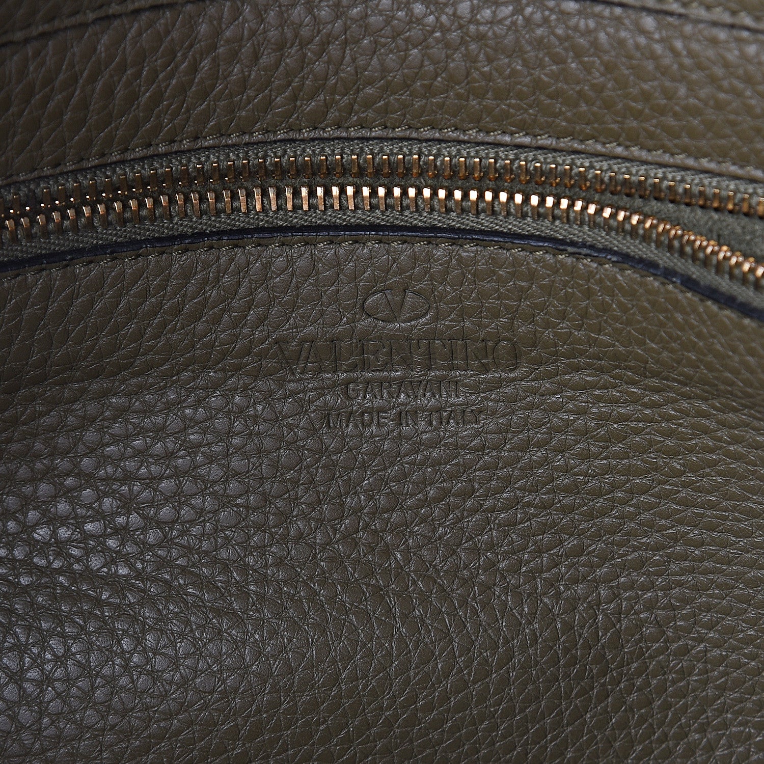 Valentino Garavani Pebbled Calfskin Medium Rockstud Tote Army Green 5 of 7