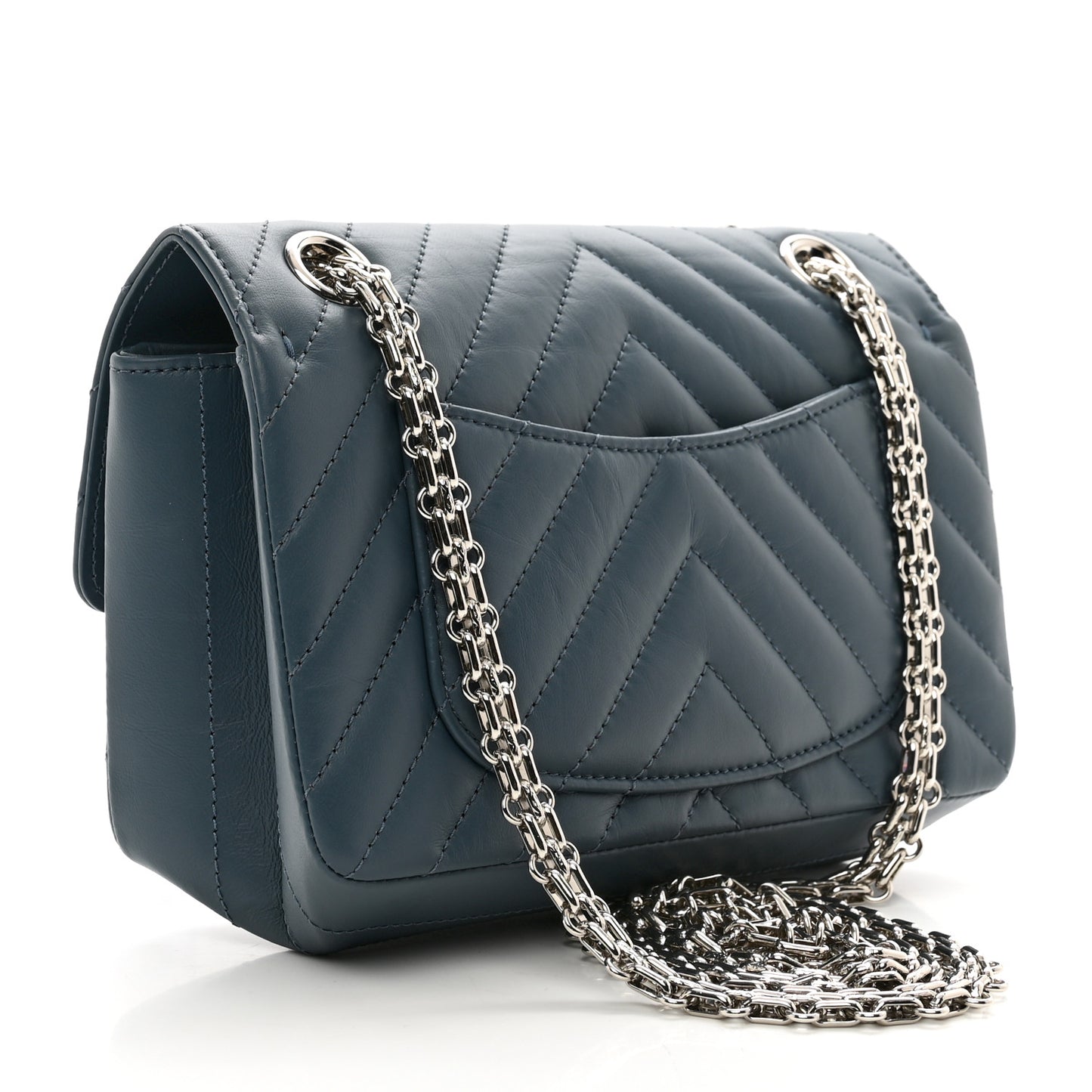 Aged Calfskin Chevron Quilted 2.55 Reissue Mini Flap Blue