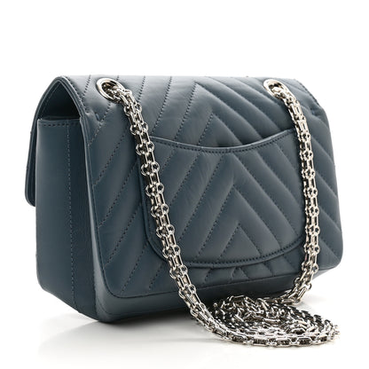 Chanel Aged Calfskin Chevron Quilted 2.55 Reissue Mini Flap Blue 3 of 11