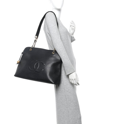 Chanel Caviar Large CC Shoulder Bag Black Black 2 of 10