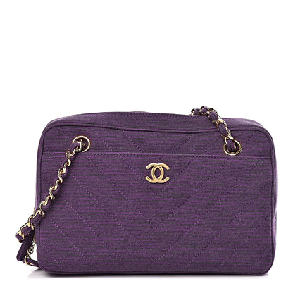 Chanel Jersey Chevron Quilted Camera Case Purple 1 of 11