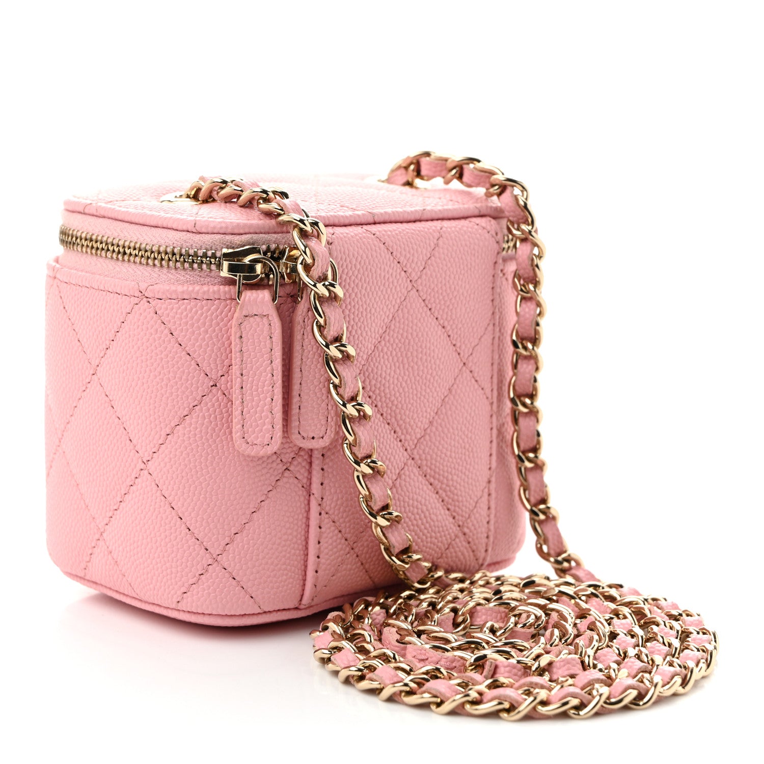 Chanel Caviar Quilted Mini Vanity Case With Chain Pink 3 of 11