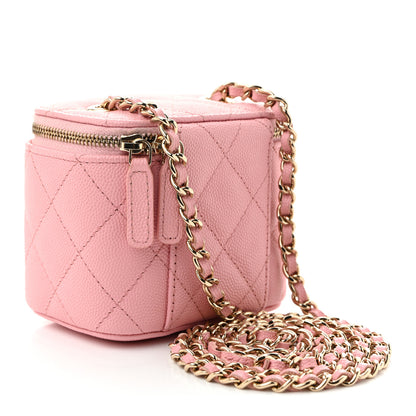 Chanel Caviar Quilted Mini Vanity Case With Chain Pink 3 of 11