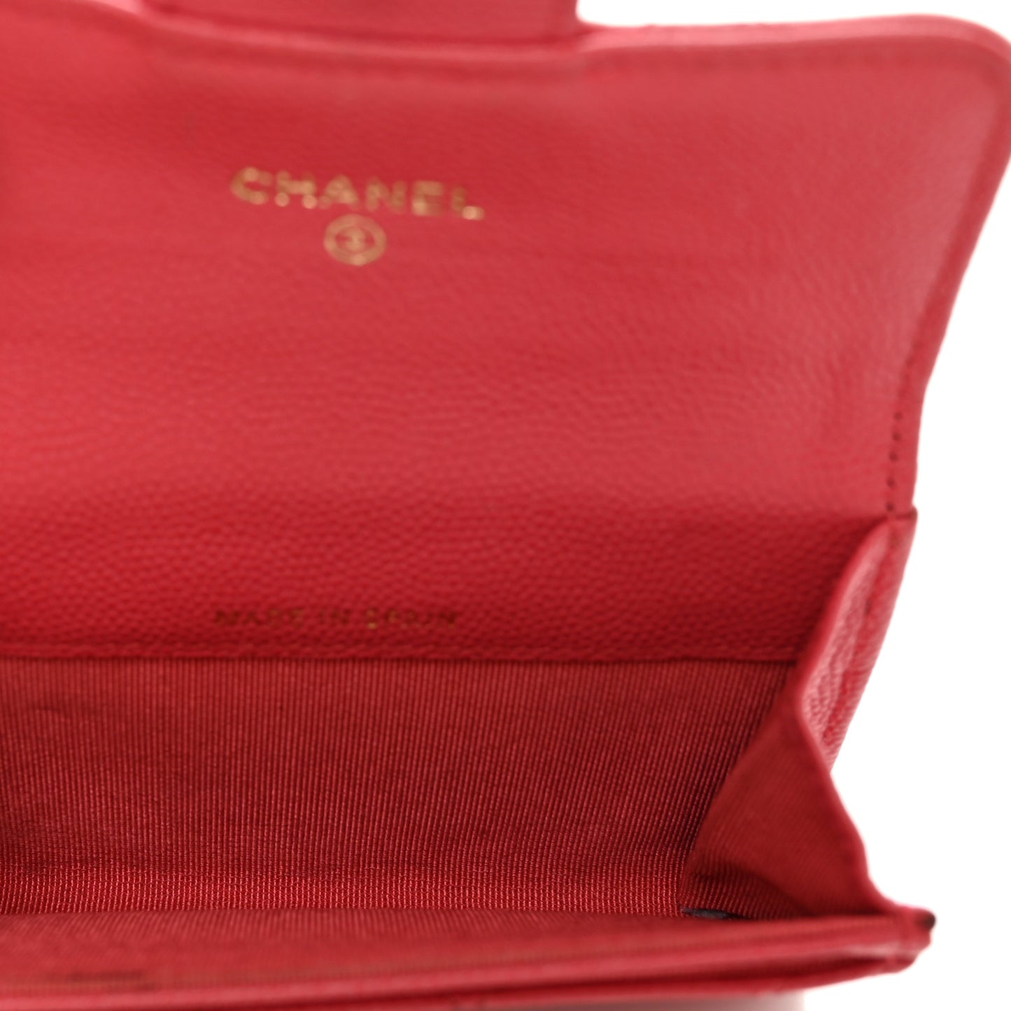 Caviar Quilted Flap Card Holder Wallet Dark Pink
