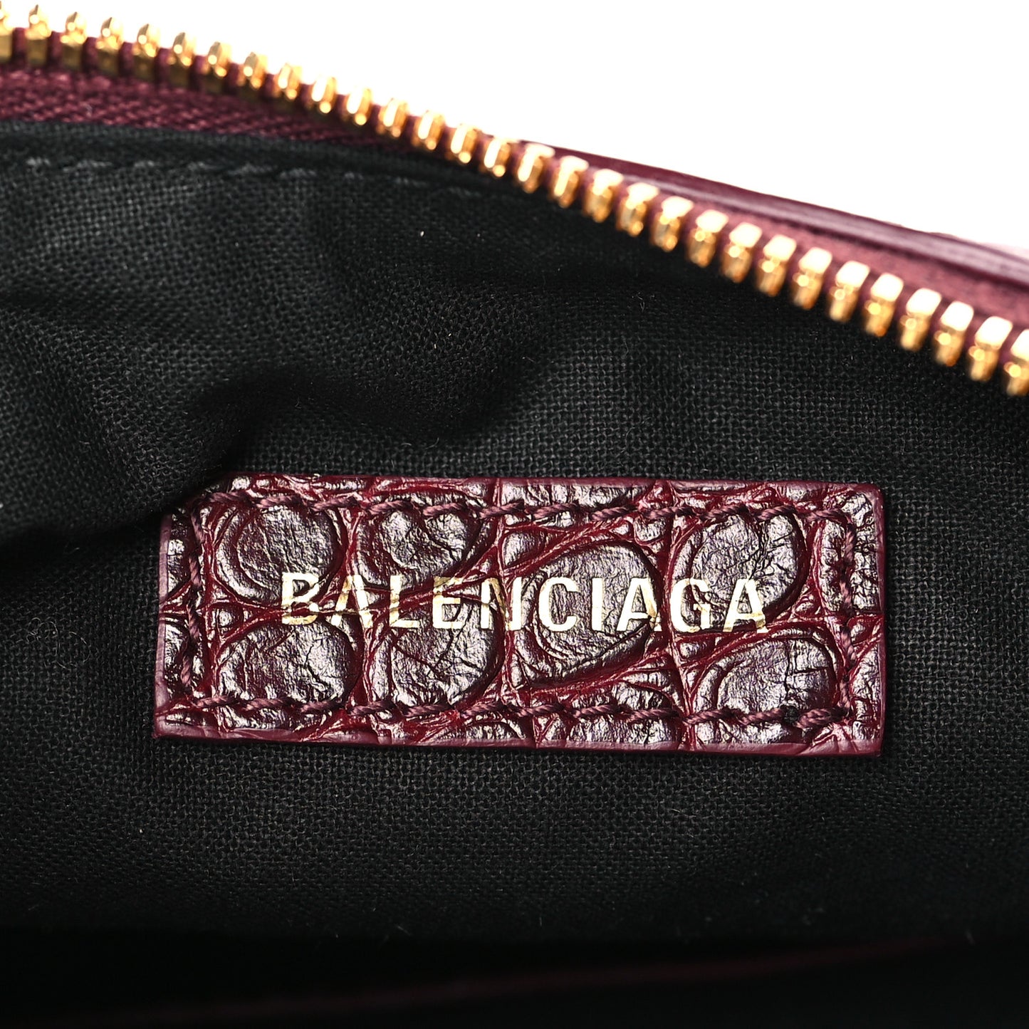 Extra Supple Calfskin Crocodile Embossed Le Cagole Shoulder Bag XS Dark Red