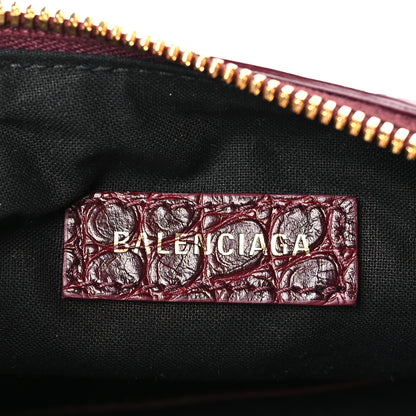 Balenciaga Extra Supple Calfskin Crocodile Embossed Le Cagole Shoulder Bag XS Dark Red 6 of 9