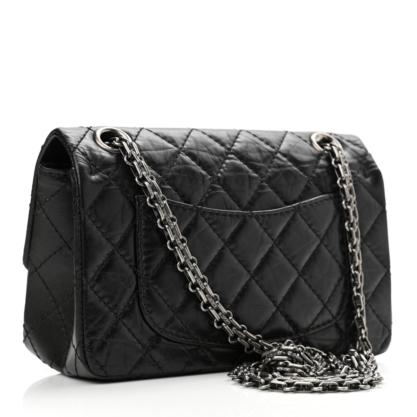 Aged Calfskin Quilted 2.55 Reissue Mini Flap Black