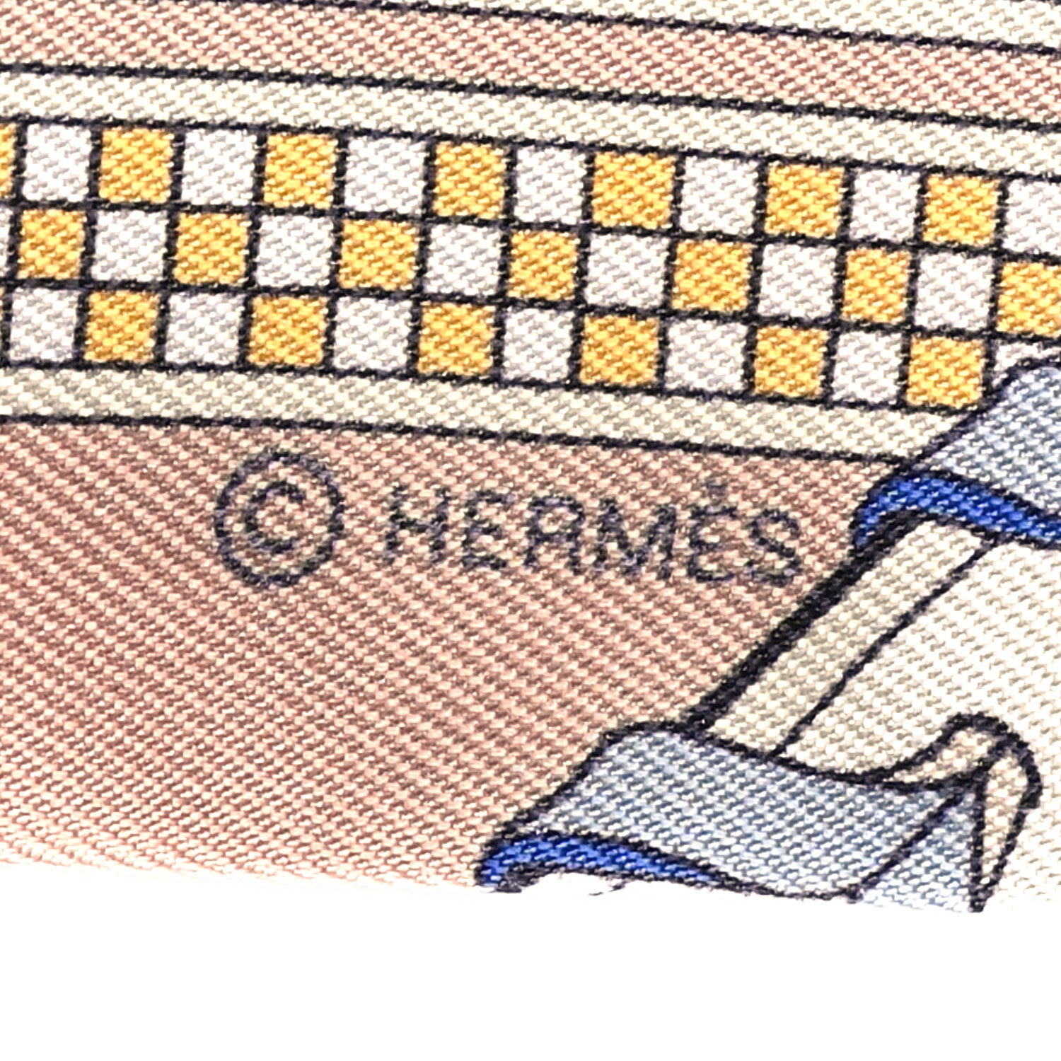 Hermes Silk Brides et Gris Twilly Rose Poudre Bleu Gris 4 of 4