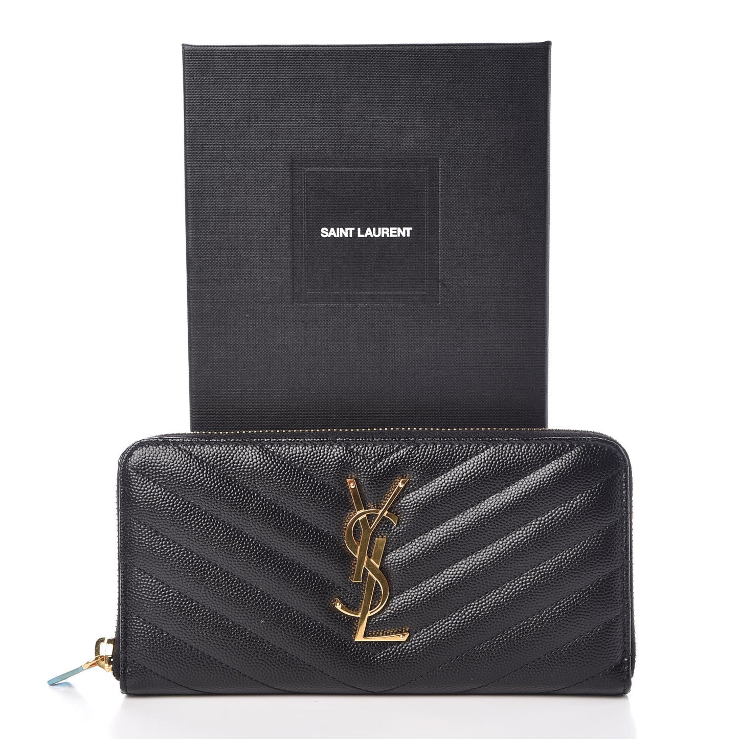 Grain De Poudre Matelasse Chevron Monogram Zip Around Wallet Black