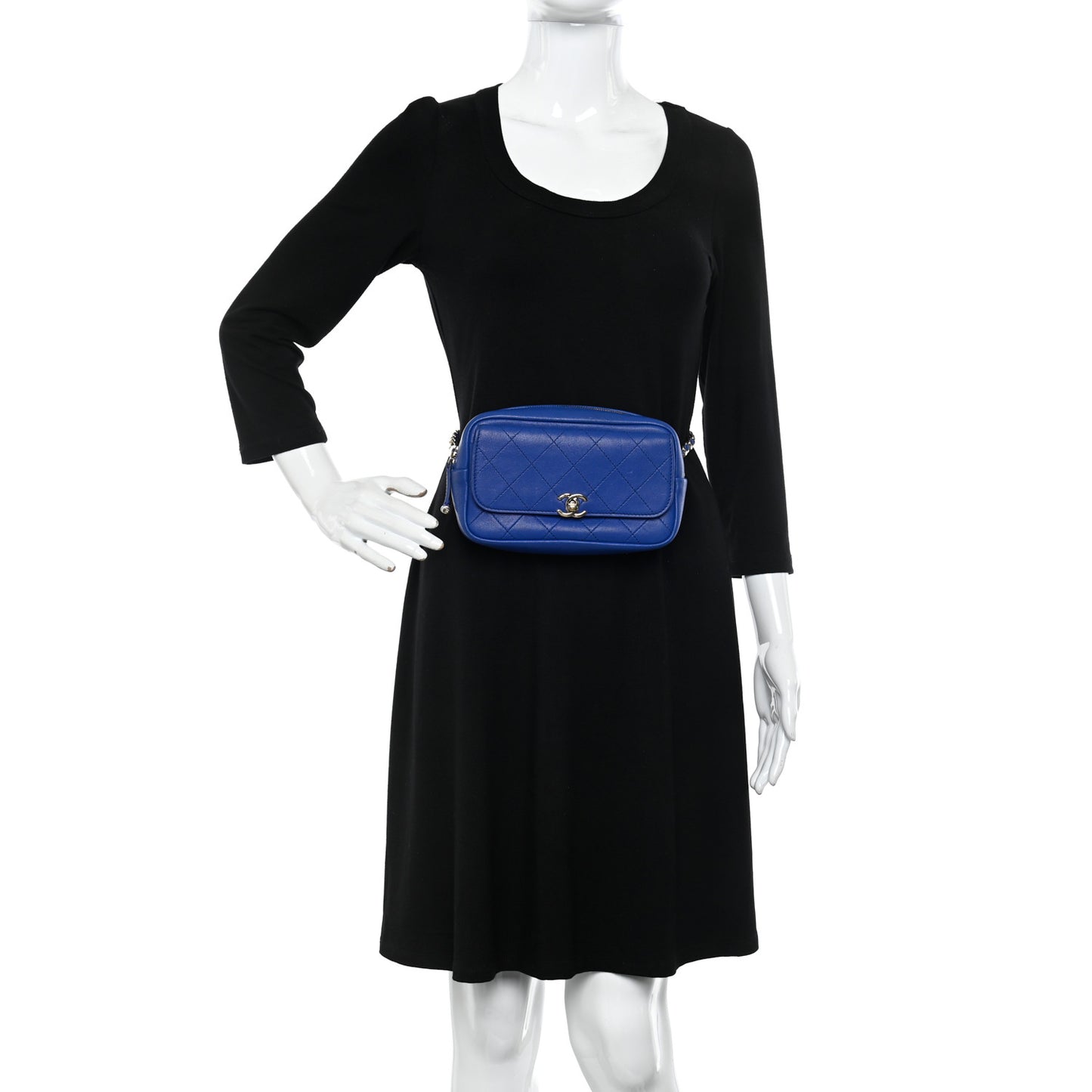 Calfskin Casual Trip Waist Bag Blue