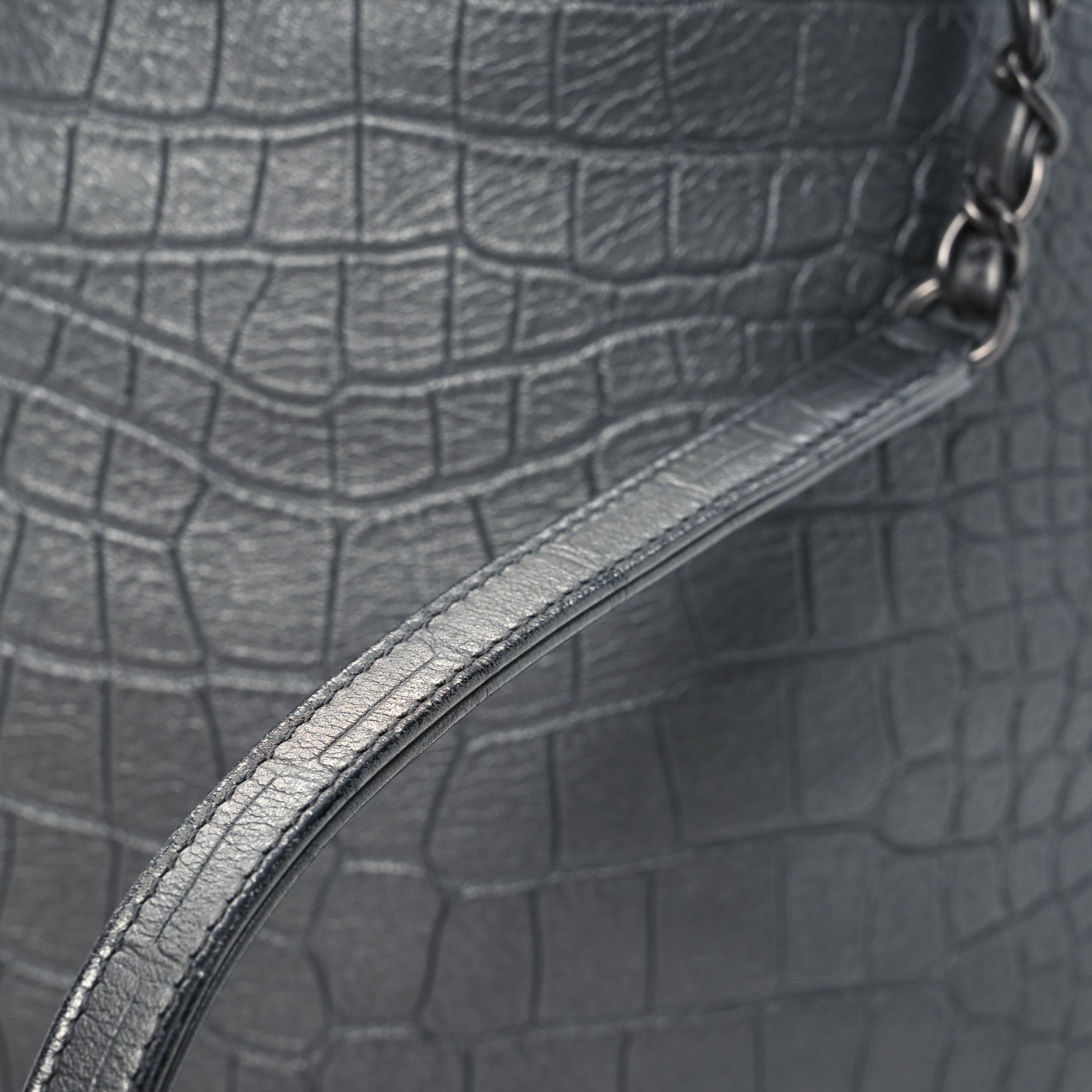 Chanel Metallic Calfskin Crocodile Embossed Large Backpack Silver 14 of 16