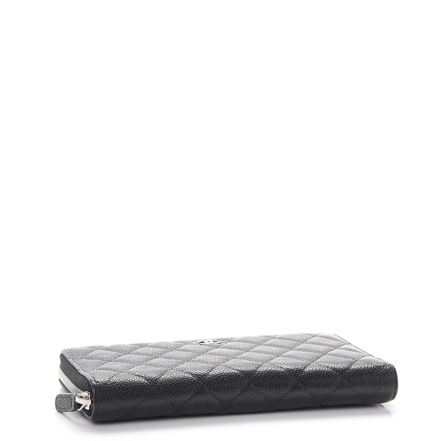 Caviar Quilted Large Zip Around Organizer Wallet Black