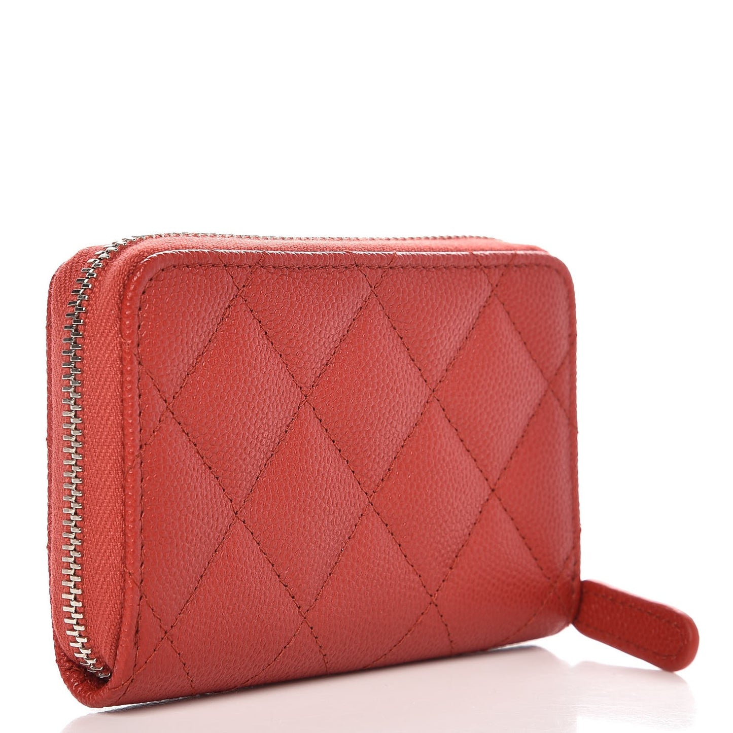 Caviar Quilted Zip Around Coin Purse Red
