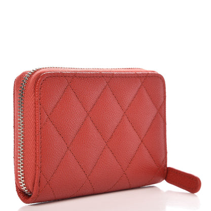 Chanel Caviar Quilted Zip Around Coin Purse Red 3 of 9