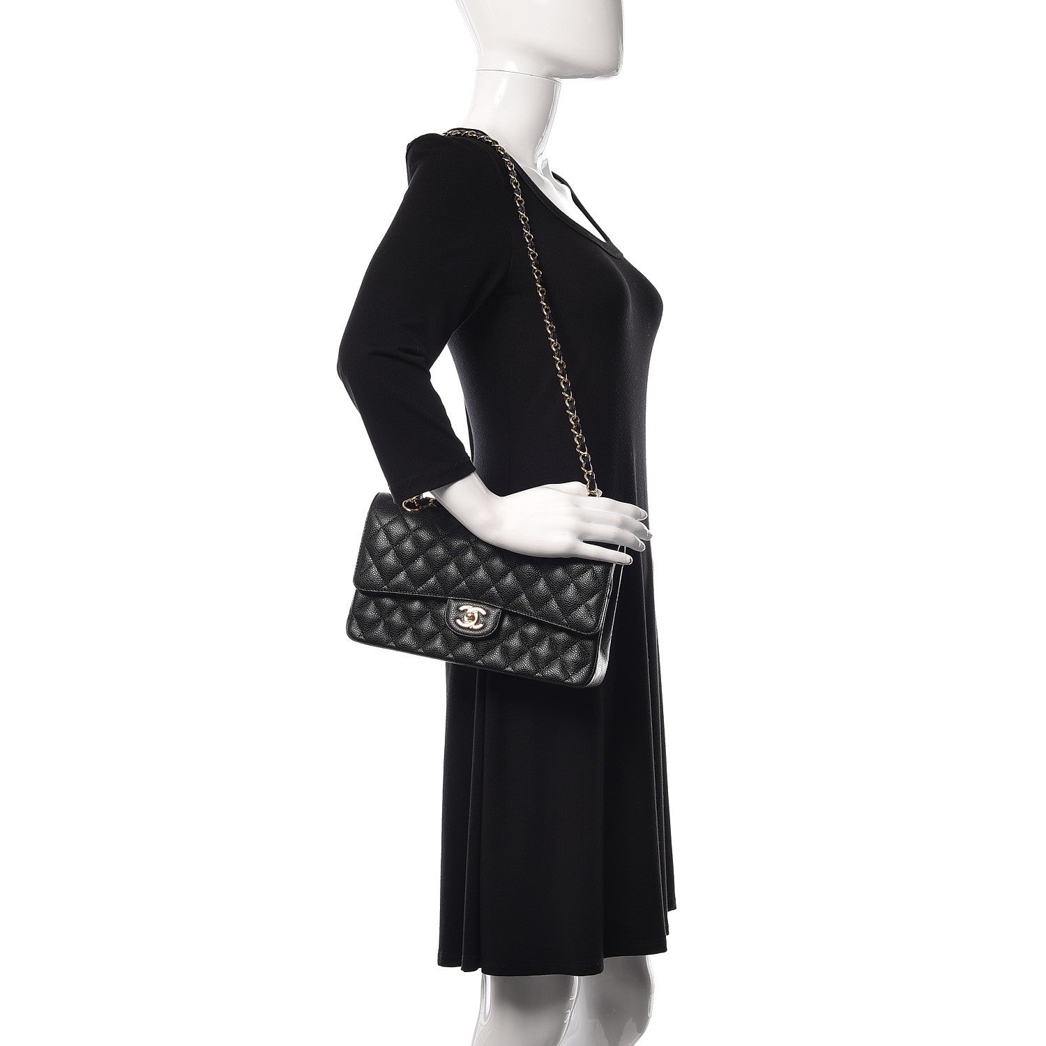 Chanel Caviar Quilted Medium Double Flap Black 2 of 12