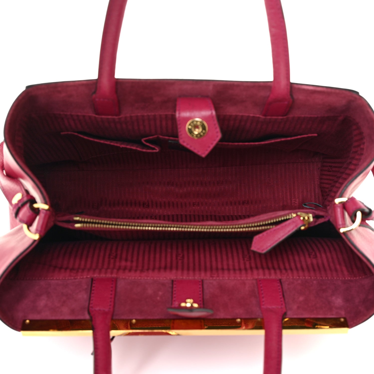 Fendi Vitello Elite Flamingo Regular 2Jours Tote Amarena 4 of 14