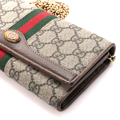 Gucci GG Supreme Monogram Web Ophidia Wallet On Chain Brown 11 of 12