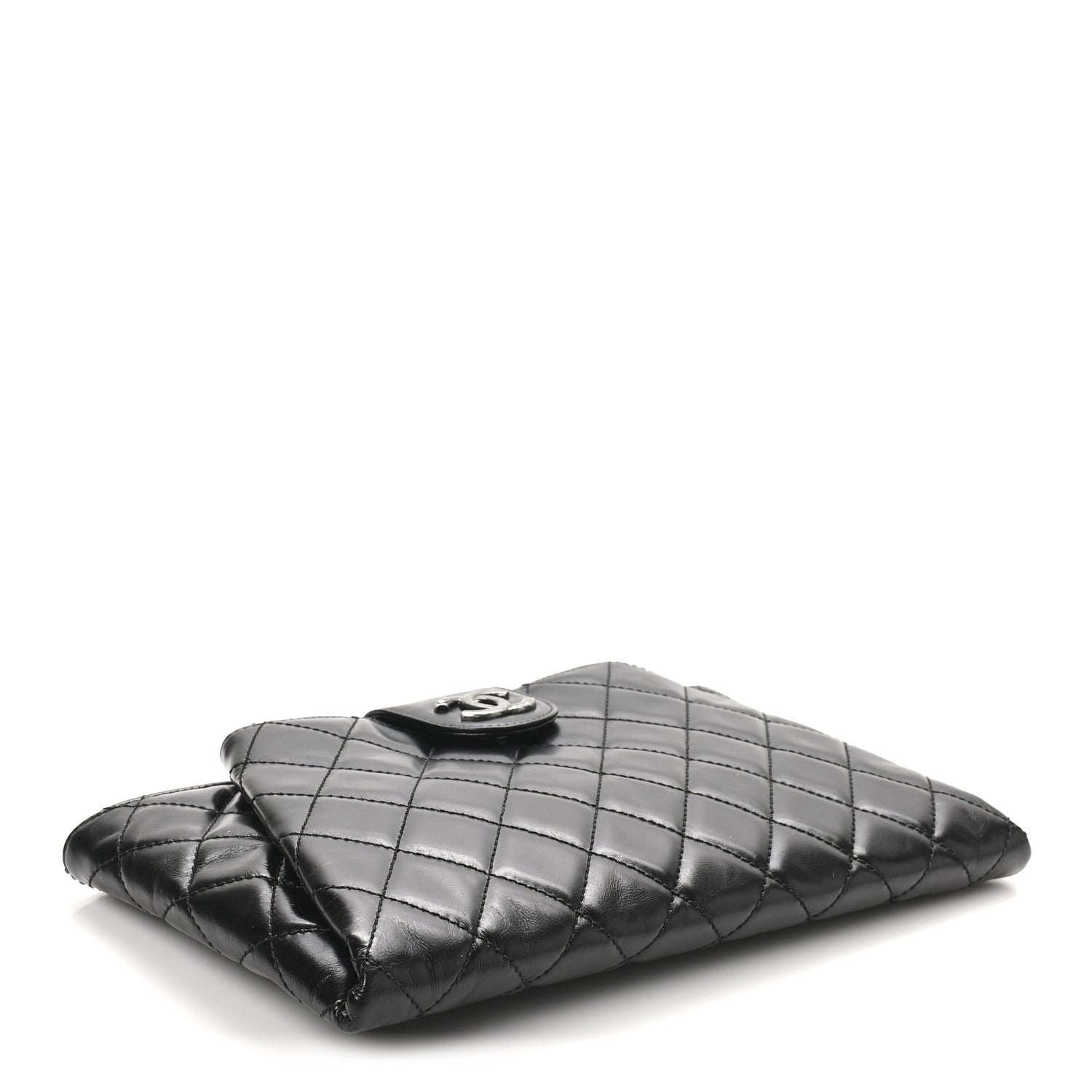 Chanel Glazed Calfskin Quilted Coco Pleats Clutch Black 4 of 8
