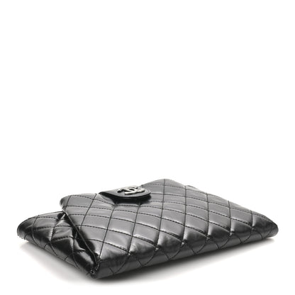 Chanel Glazed Calfskin Quilted Coco Pleats Clutch Black 4 of 8