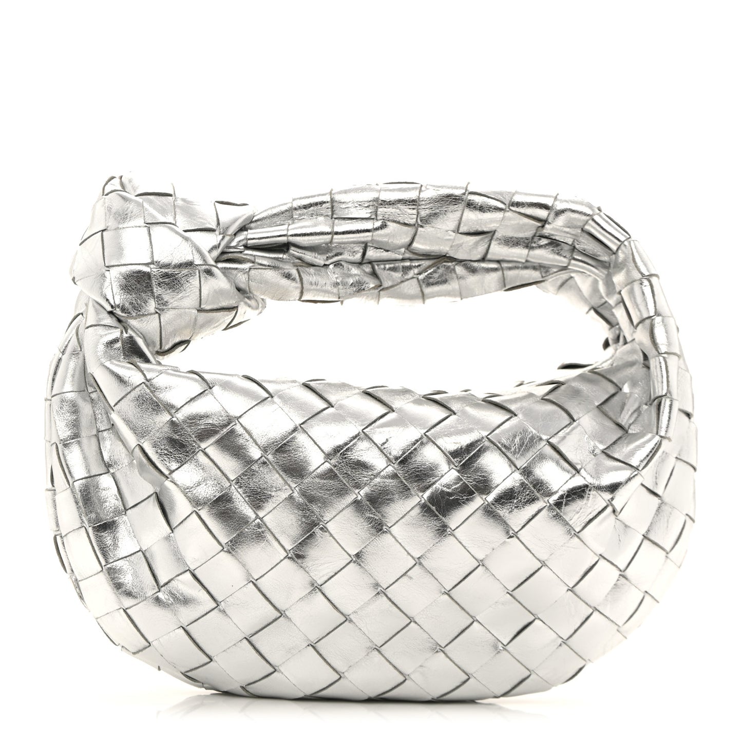 Metallic Nappa Intrecciato Mini Jodie Silver