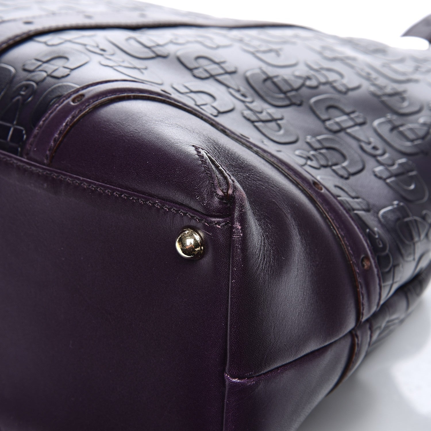 Gucci Calfskin Horsebit Embossed Large Glam Shoulder Bag Purple 12 of 12