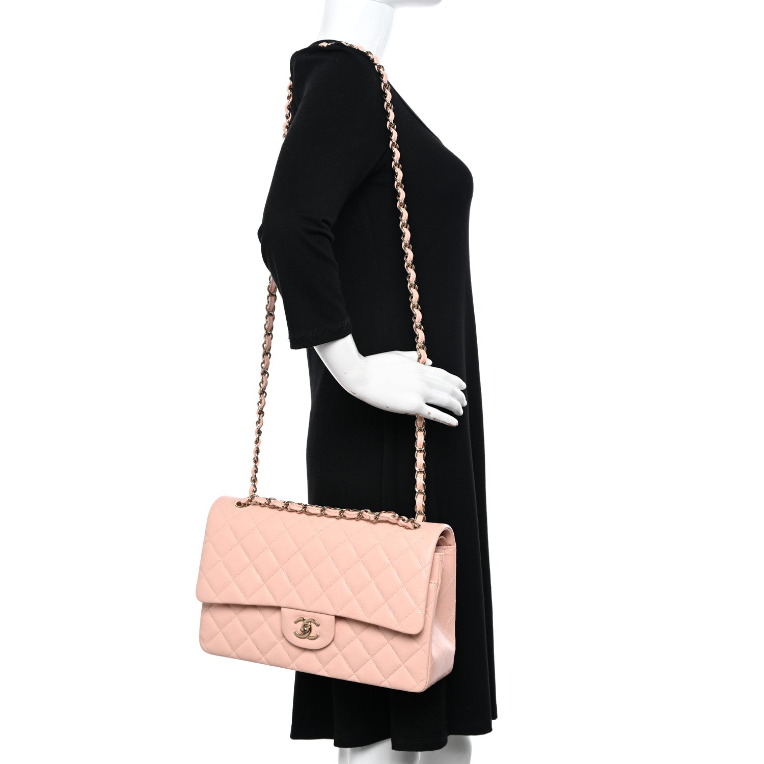 Chanel Caviar Quilted Jumbo Double Flap Light Pink 2 of 12