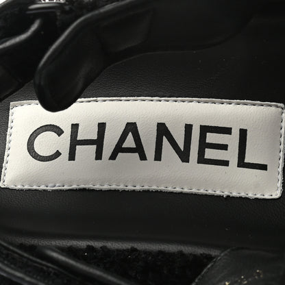 Chanel Tweed Velcro Dad Sandals 39 Black 7 of 8