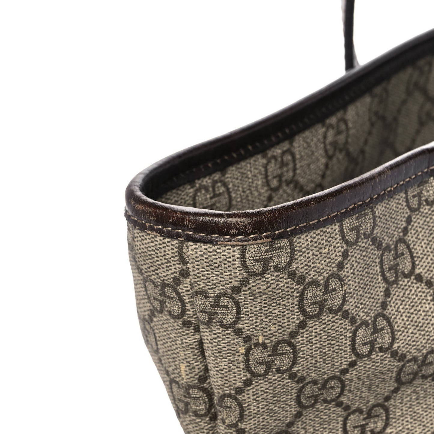 GG Supreme Monogram Medium Zippered Shopping Tote Dark Brown