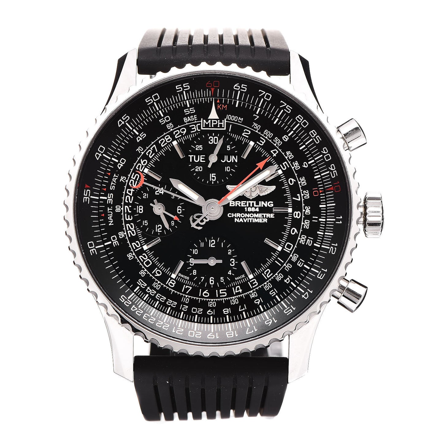 Stainless Steel Rubber 46mm 1884 Chronometre Navitimer Automatic Watch Black A2135024