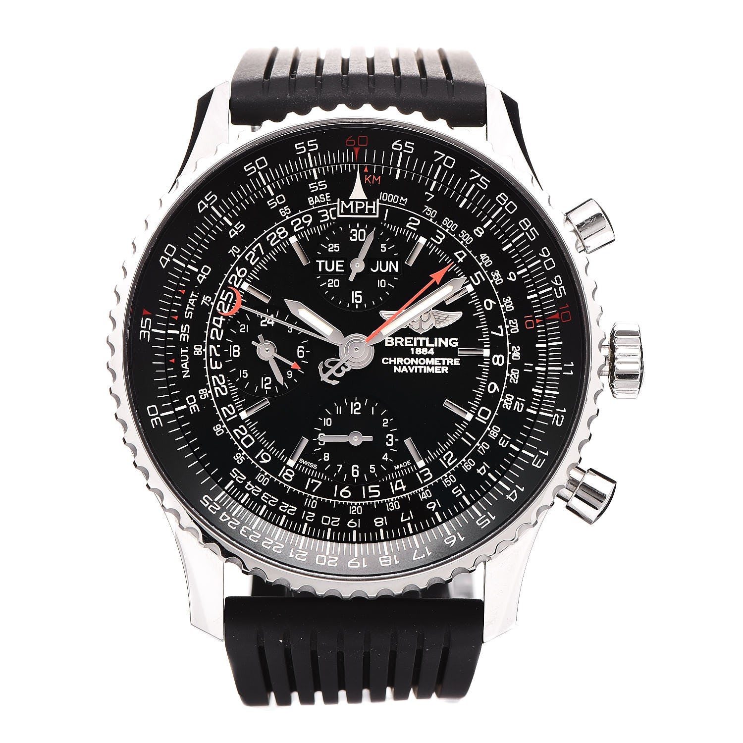 Breitling Stainless Steel Rubber 46mm 1884 Chronometre Navitimer Automatic Watch Black A2135024 1 of 8