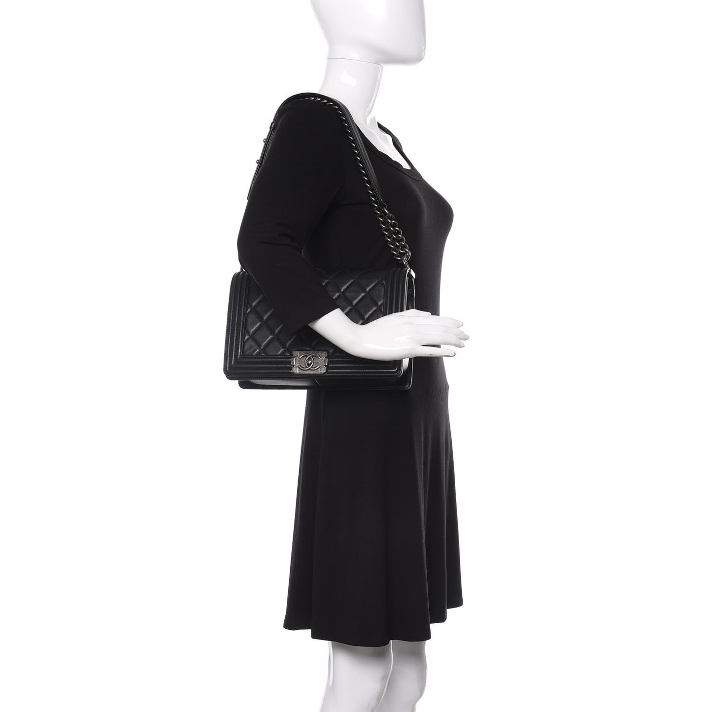 Lambskin Quilted New Medium Boy Flap Black