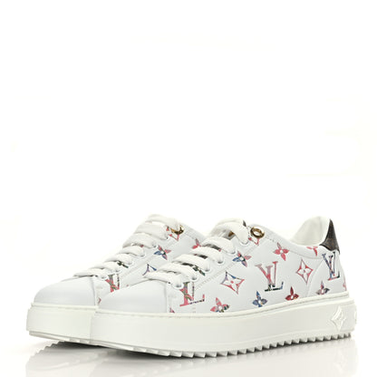 Louis Vuitton Lambskin Embossed Floral Monogram Time Out Sneakers 37 White 3 of 7