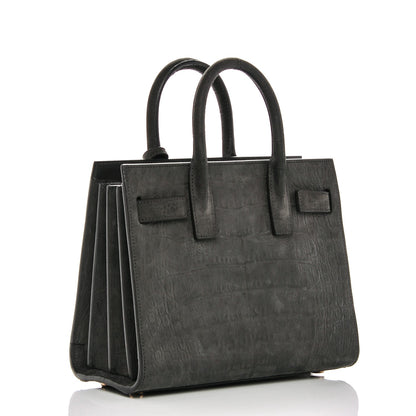 Saint Laurent Crocodile Embossed Nubuck Nano Sac De Jour Dark Anthracite 3 of 7