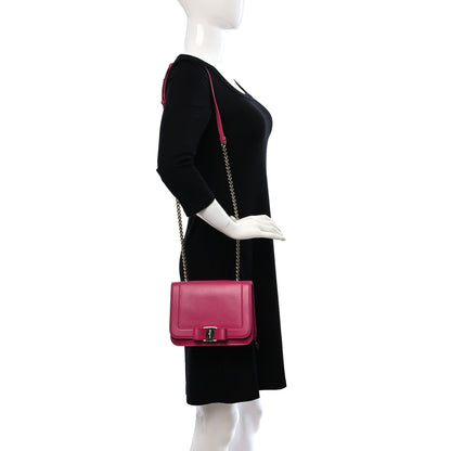 Salvatore Ferragamo Smooth Calfskin Vara Bow Chain Flap Crossbody Pink 2 of 8