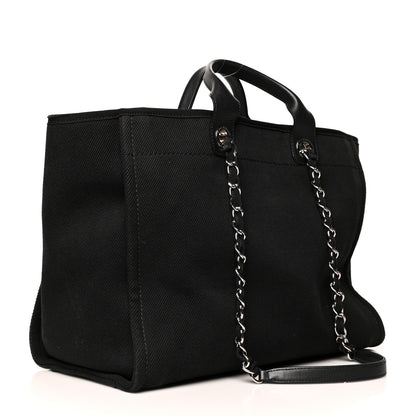 Chanel Canvas Pearl Medium Deauville Tote Black 3 of 13
