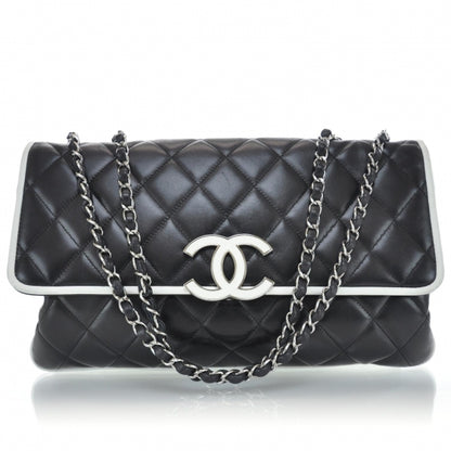 Chanel Lambskin Quilted XL Flap Black White 1 of 9