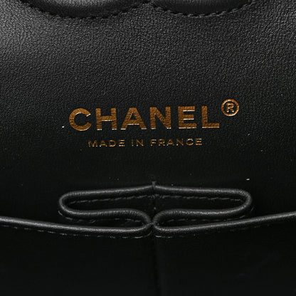 Chanel Lambskin Quilted Medium Double Flap Black White 6 of 10