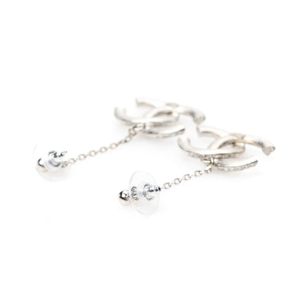 Chanel Baguette Crystal CC Drop Earrings Silver 3 of 5
